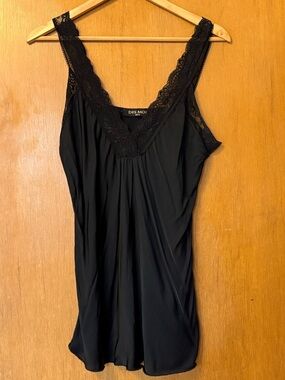 Black Lace-Trim Silk Camisole